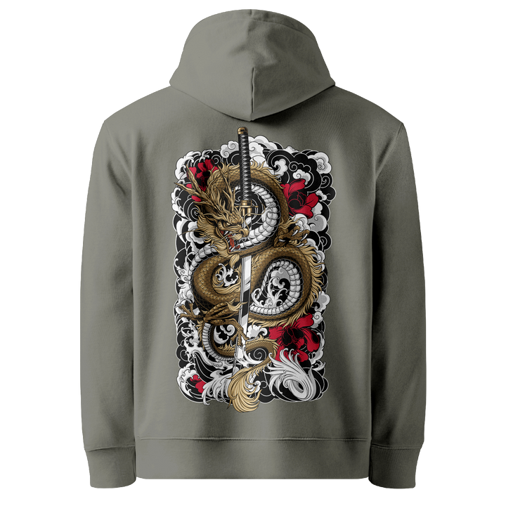 Clouded Dragon Tattoo Hoodie - Khaki