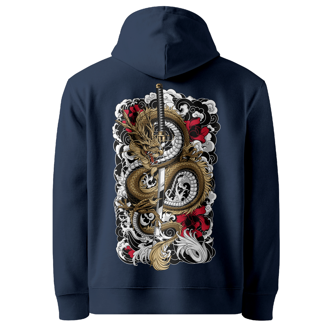 Clouded Dragon Tattoo Hoodie - Navy