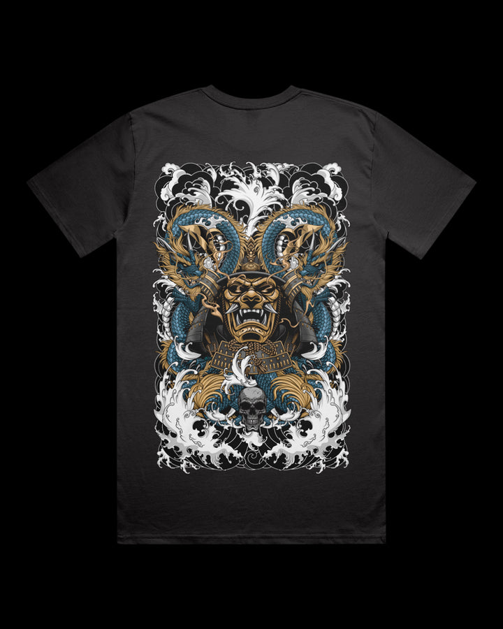 Coal Graphic t-shirt with dragons and samura design