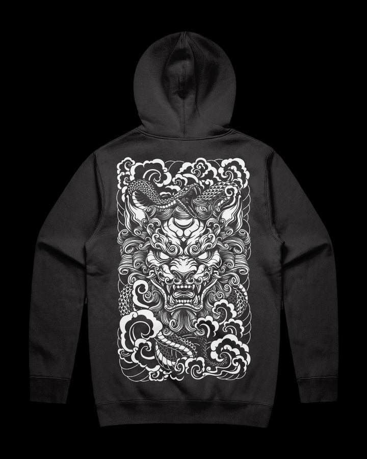 japanese irezumi inspired tattoo hoodie with large back print