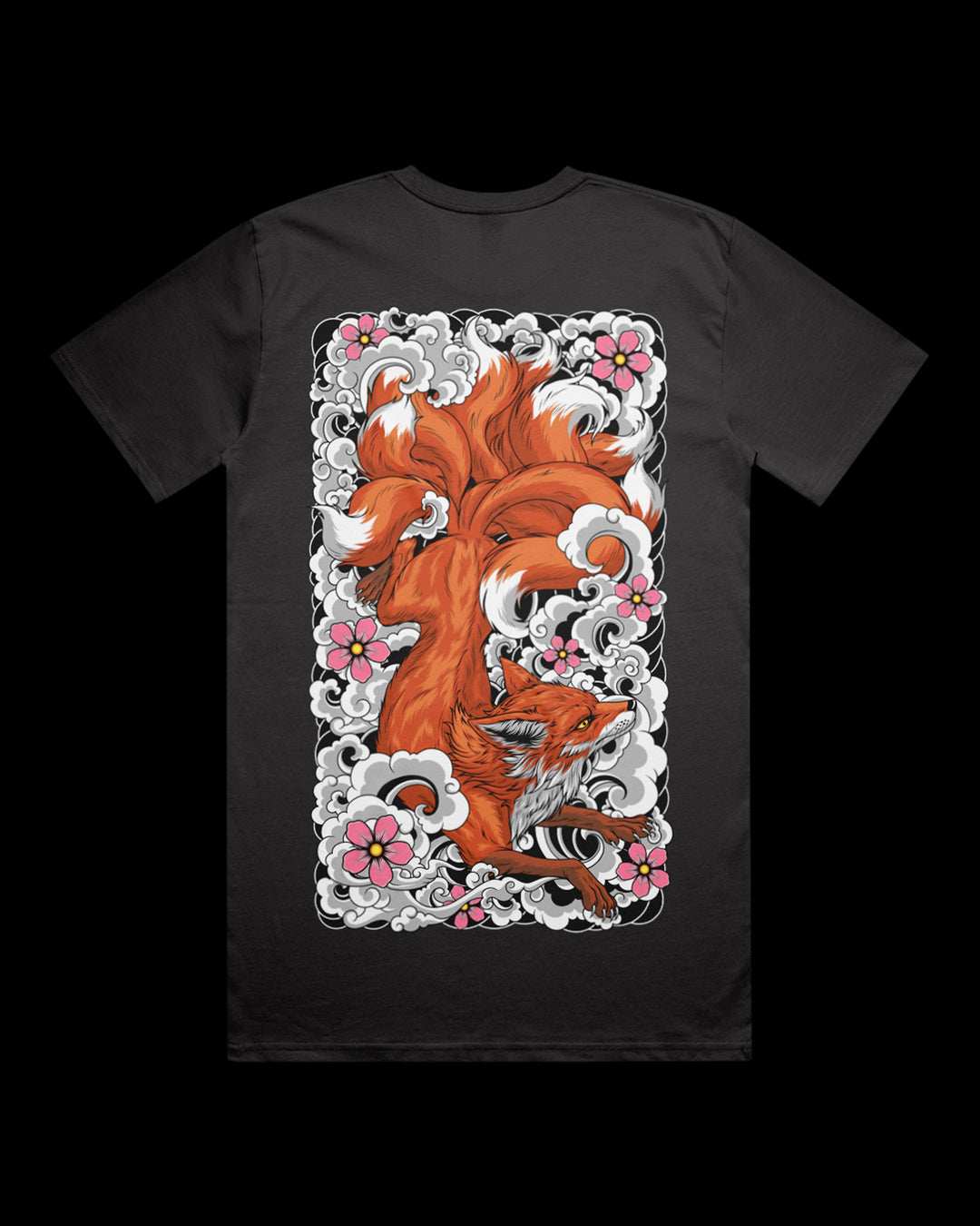 coal t shirt with irezumi nine tailed fox large back print