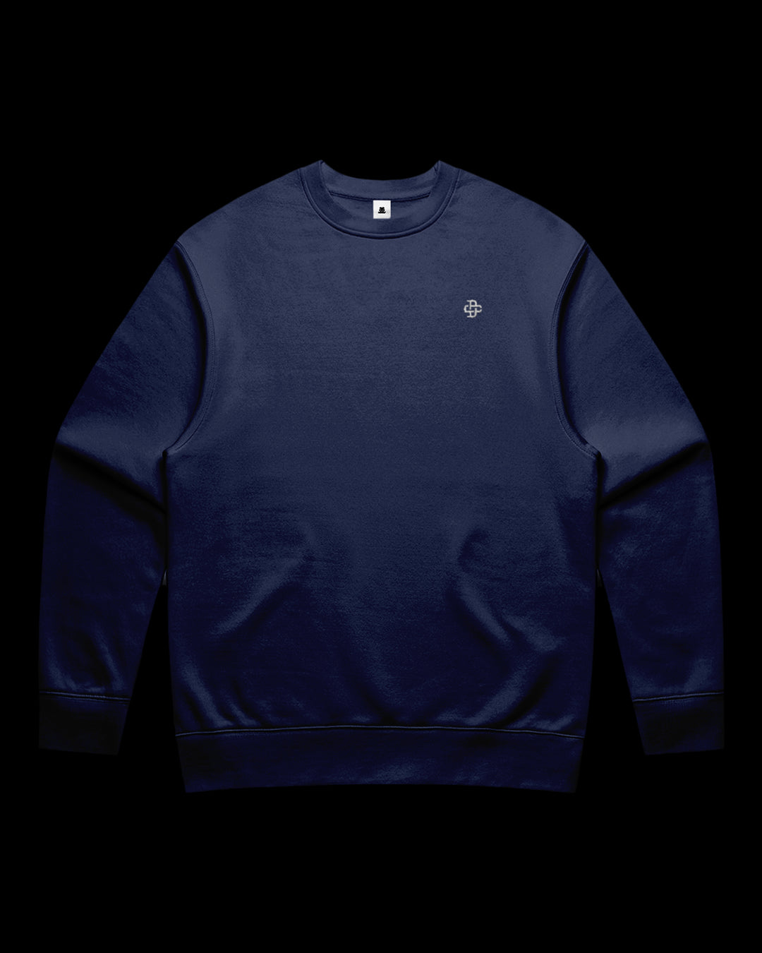 front view of sweatshirt with dsign crtel monogram logo embroidered on left chest
