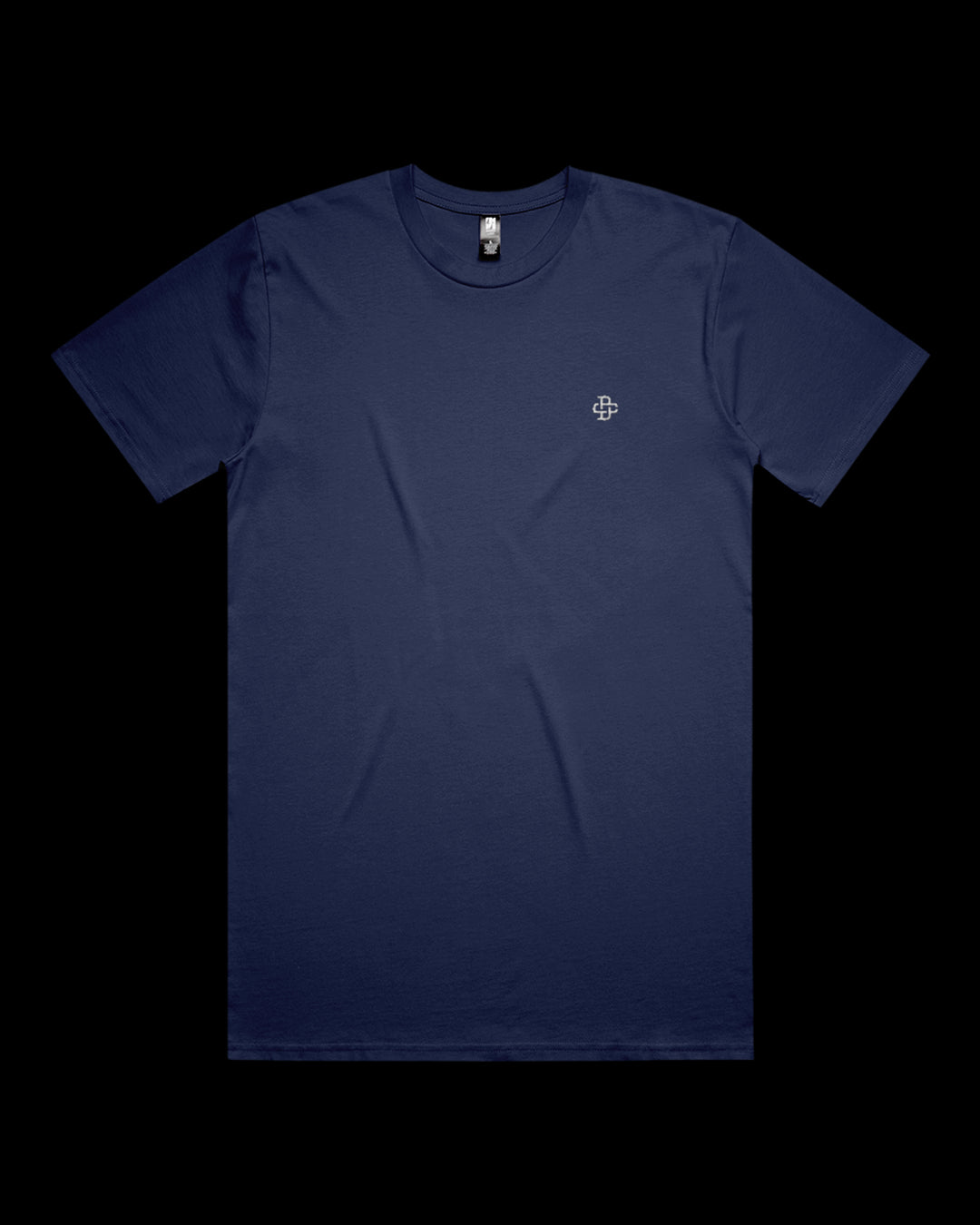 cobalt relaxed t-shirt with a small logo on a black background