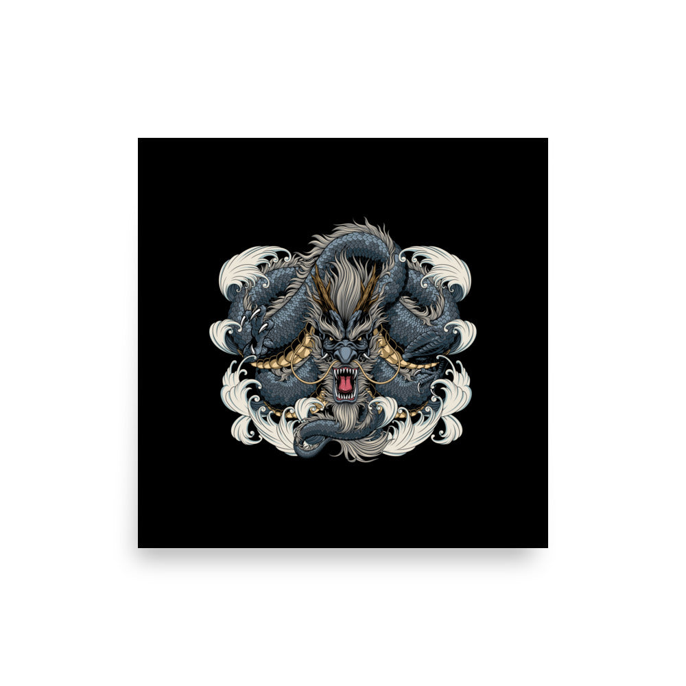 Coiled Dragon Poster With Tattoo Inspired Artwork