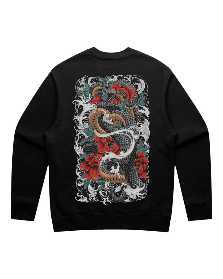 Coiled Snake Black Crewneck Sweatshirt