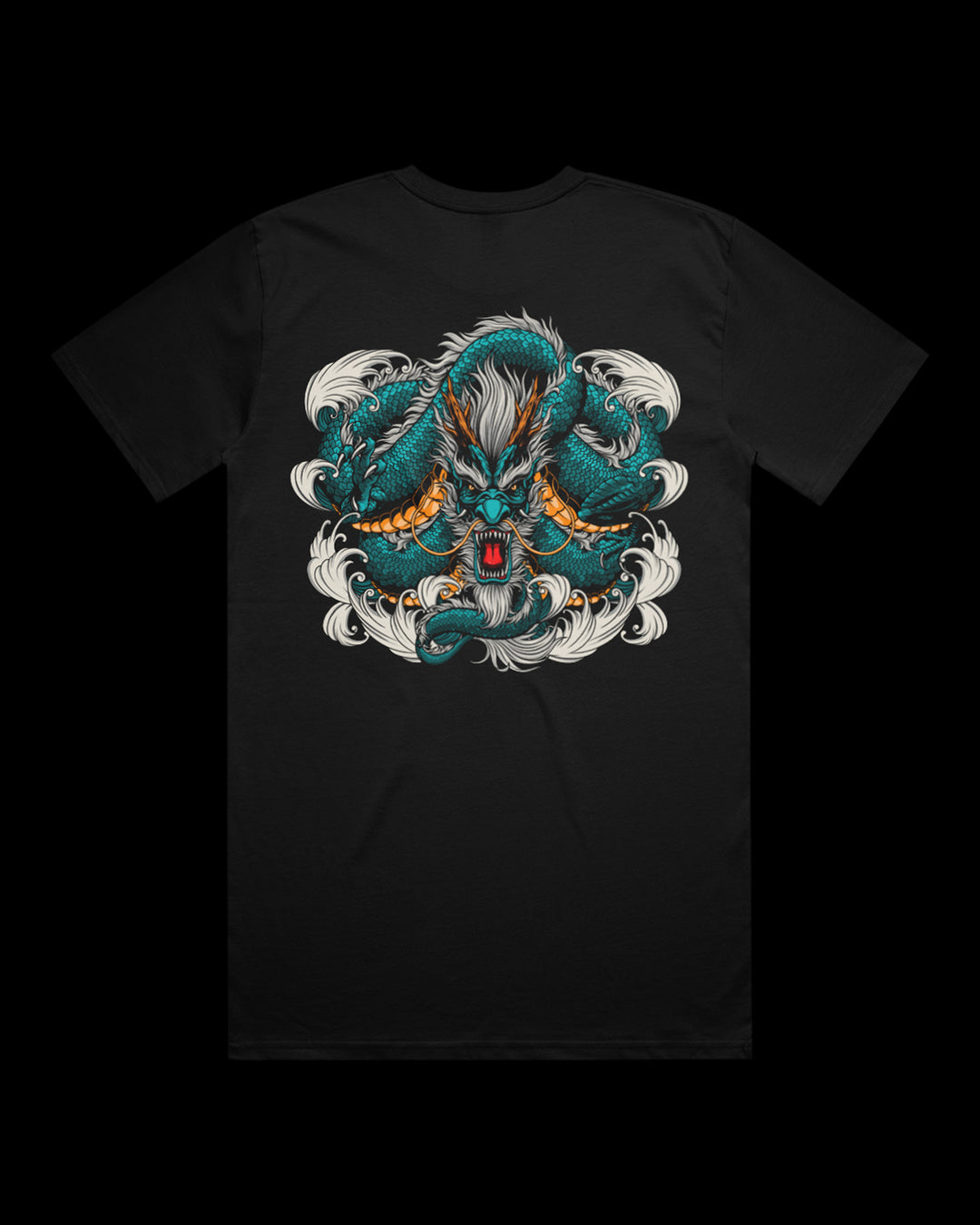 T-shirt featuring Japanese Irezumi-style artwork — Coiled Dragon Relaxed Tee