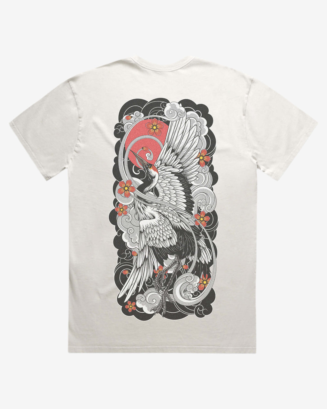 Faded Japanese Graphic T-Shirt - Crane