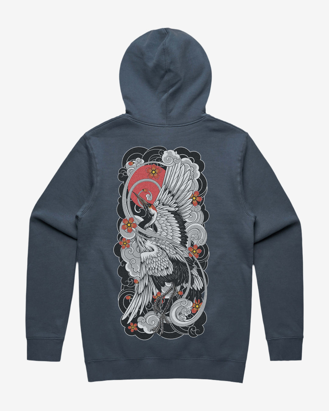 Irezumi Crane Graphic Hoodie With Back Print
