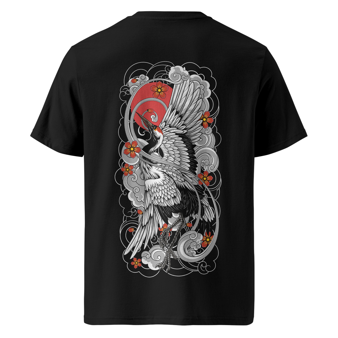 Ascending Crane Tattoo Tee – Black Heavyweight