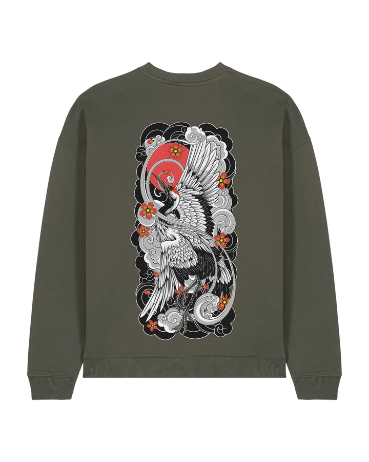 Irezumi Crane Oversized Crewneck Sweatshirt