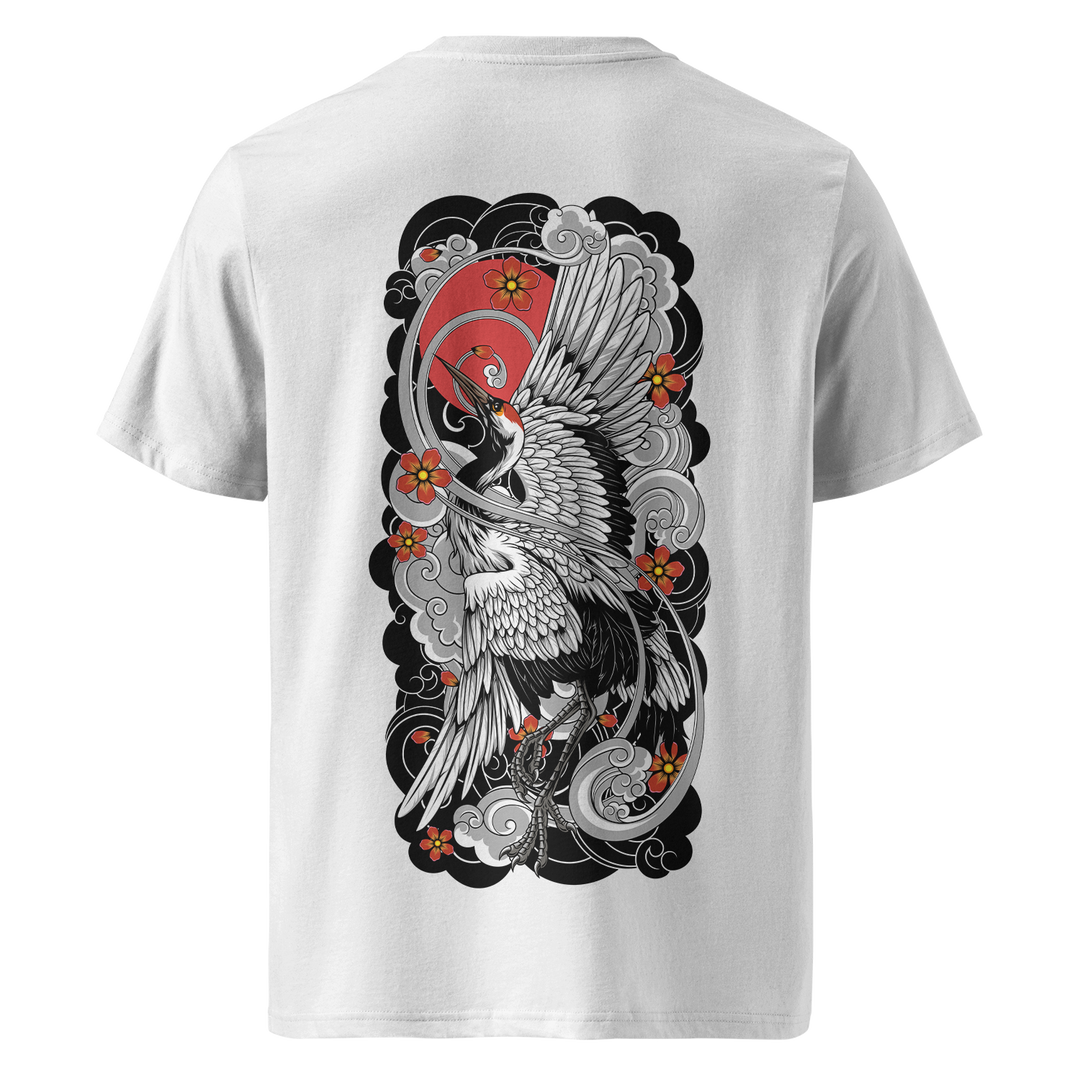 Ascending Crane Tattoo Tee – White Heavyweight