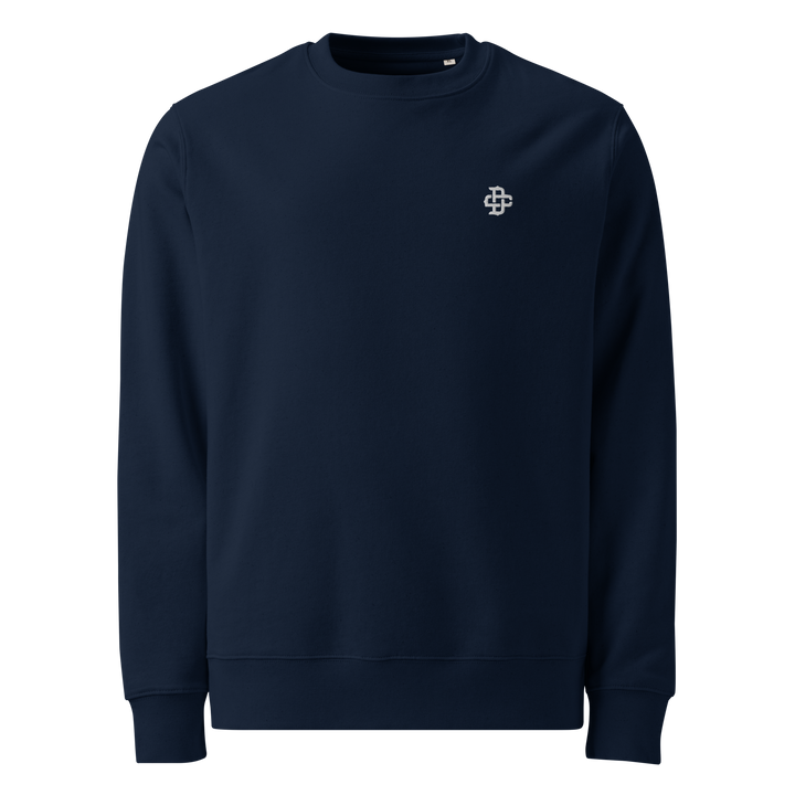 French Navy sweatshirt with DC monogram embroidered on front left chest.