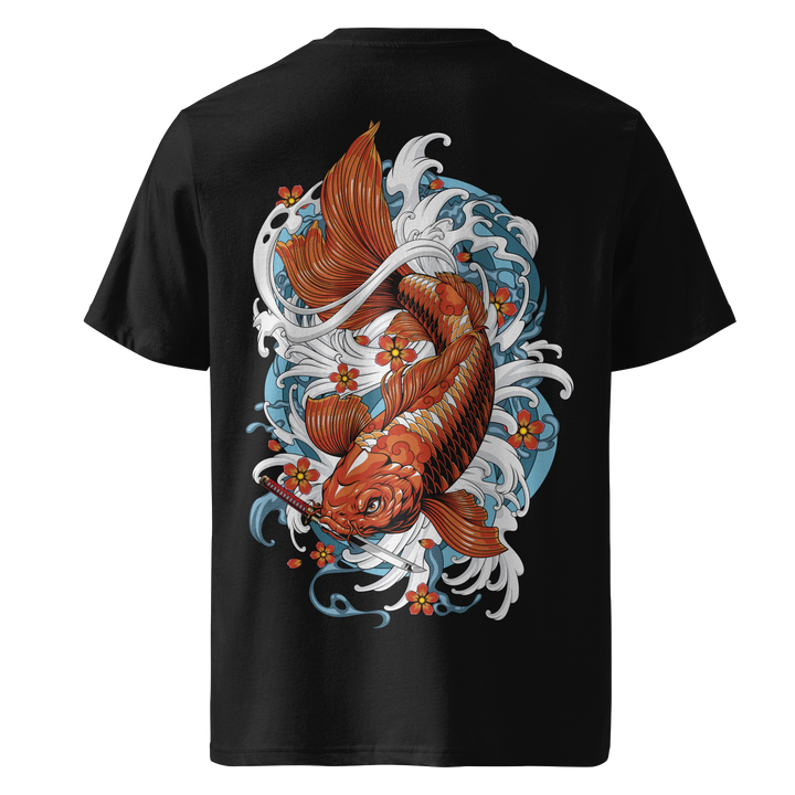 Descending Koi Fish Black Tee