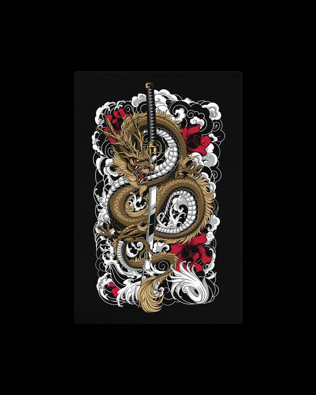 dragon katana wall canvas