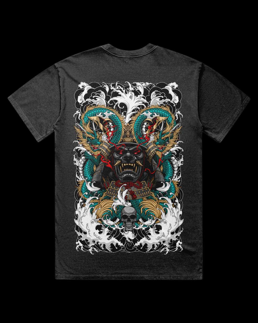Dragons Samurai Acid Wash graphic T-Shirt