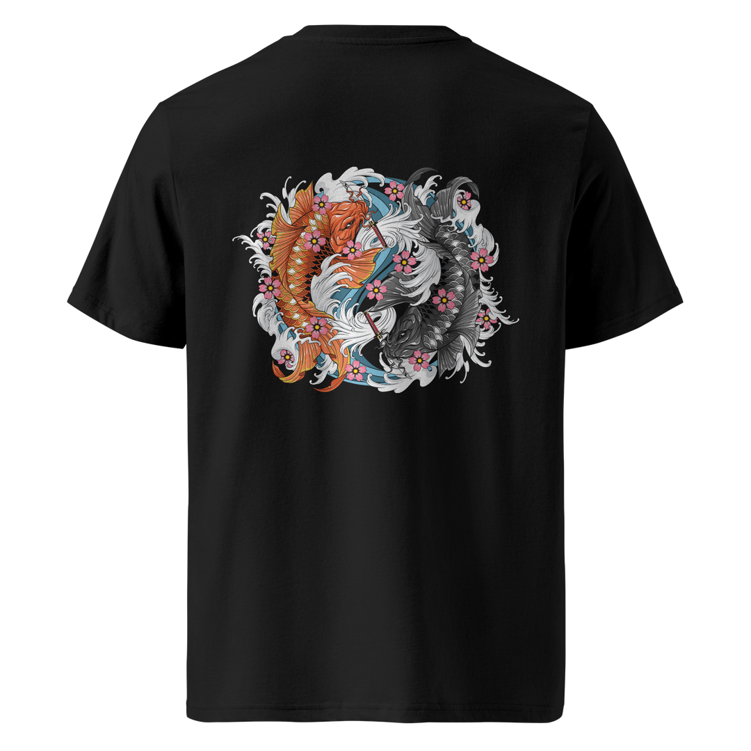 Dual Koi Fish Tattoo Tee – Black Heavyweight