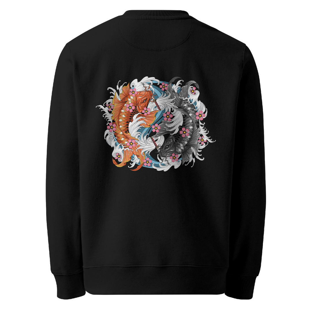 Dual Koi Graphic Tattoo Sweatshirt - Black