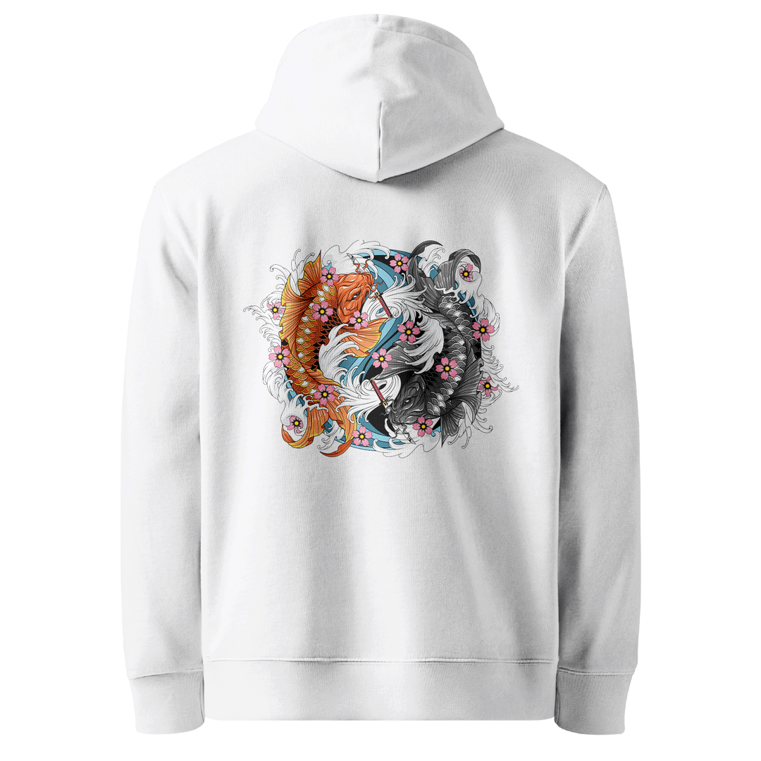 Dual Koi Fish Tattoo Hoodie - White