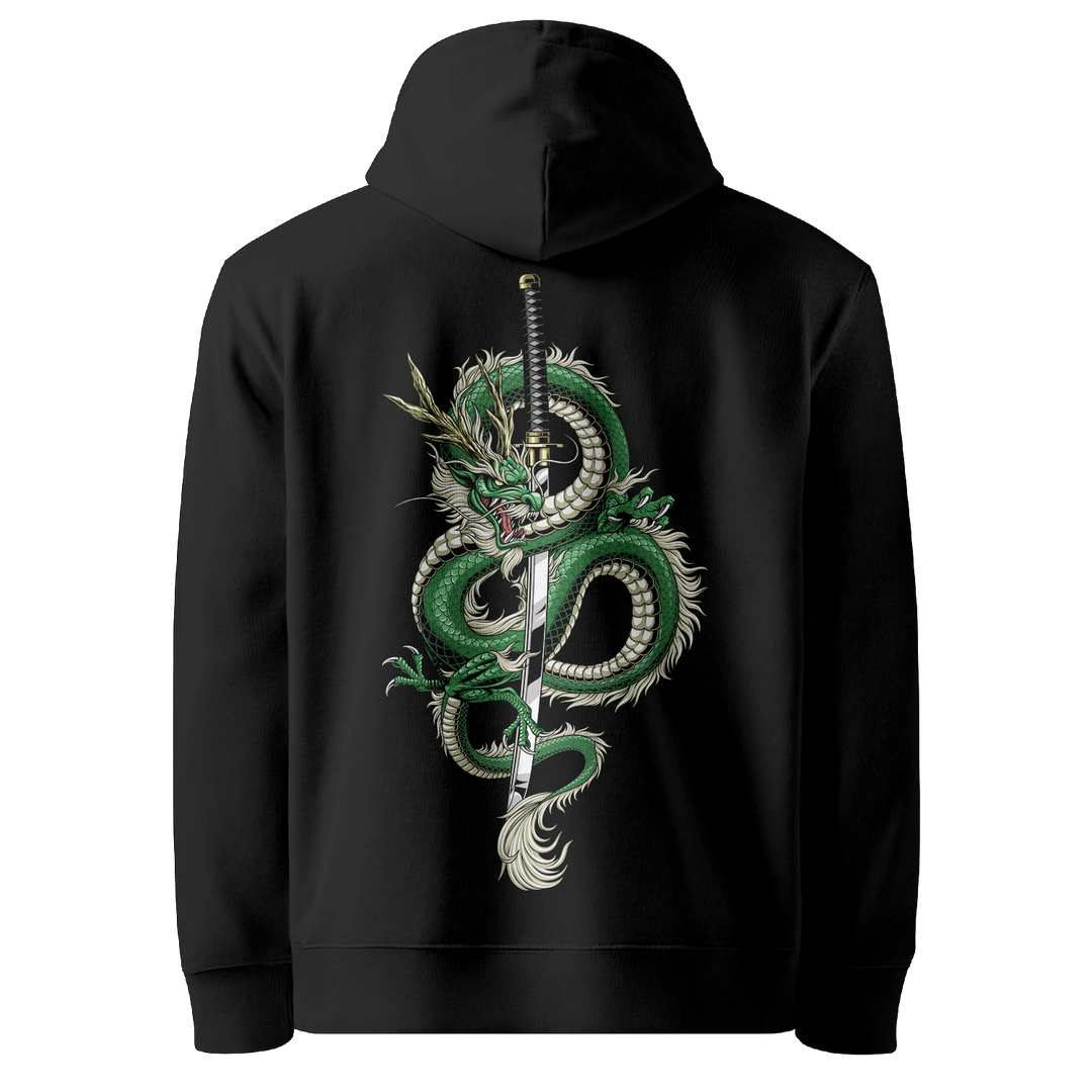 Emerald Dragons Fury Tattoo Hoodie - Black