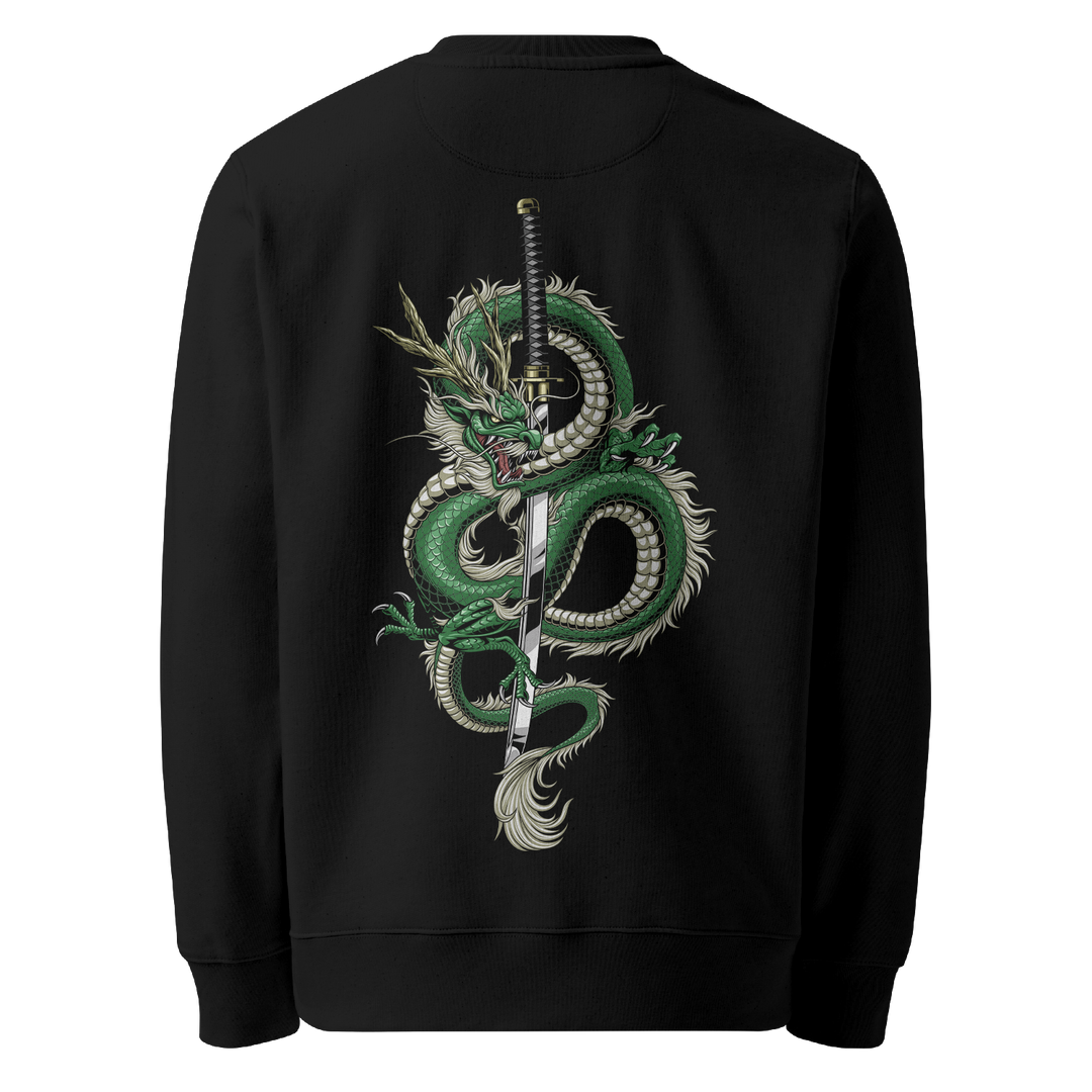 Emerald Dragons Fury Graphic Tattoo Sweatshirt - Black