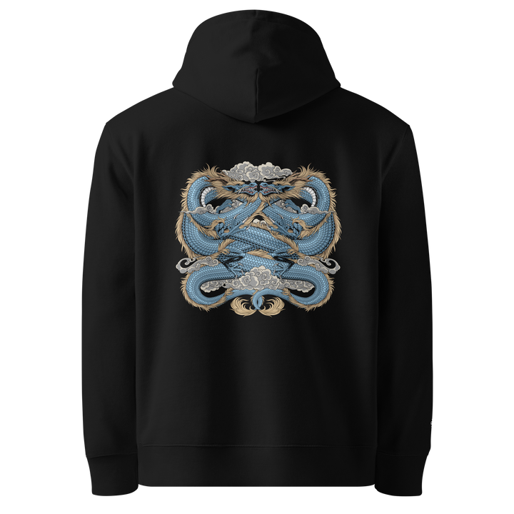 Endless Unity Black Hoodie with two intertwined dragon design