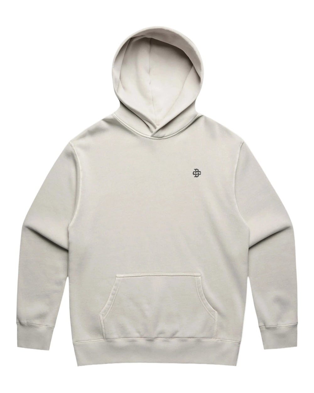 faded bone hoodie with small brand logo embroidery on left chest