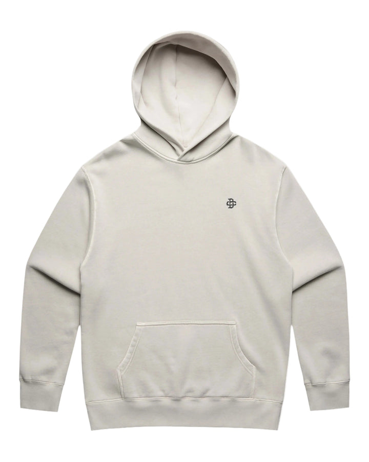 Front view of Vintage Graphic Hoodie – Irezumi Crane in Faded Bone