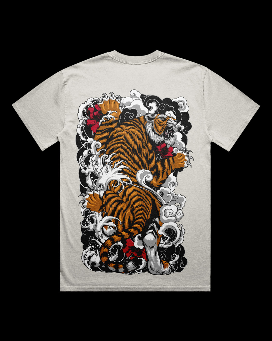 faded t shirt of climbing irezumi style tiger graphic