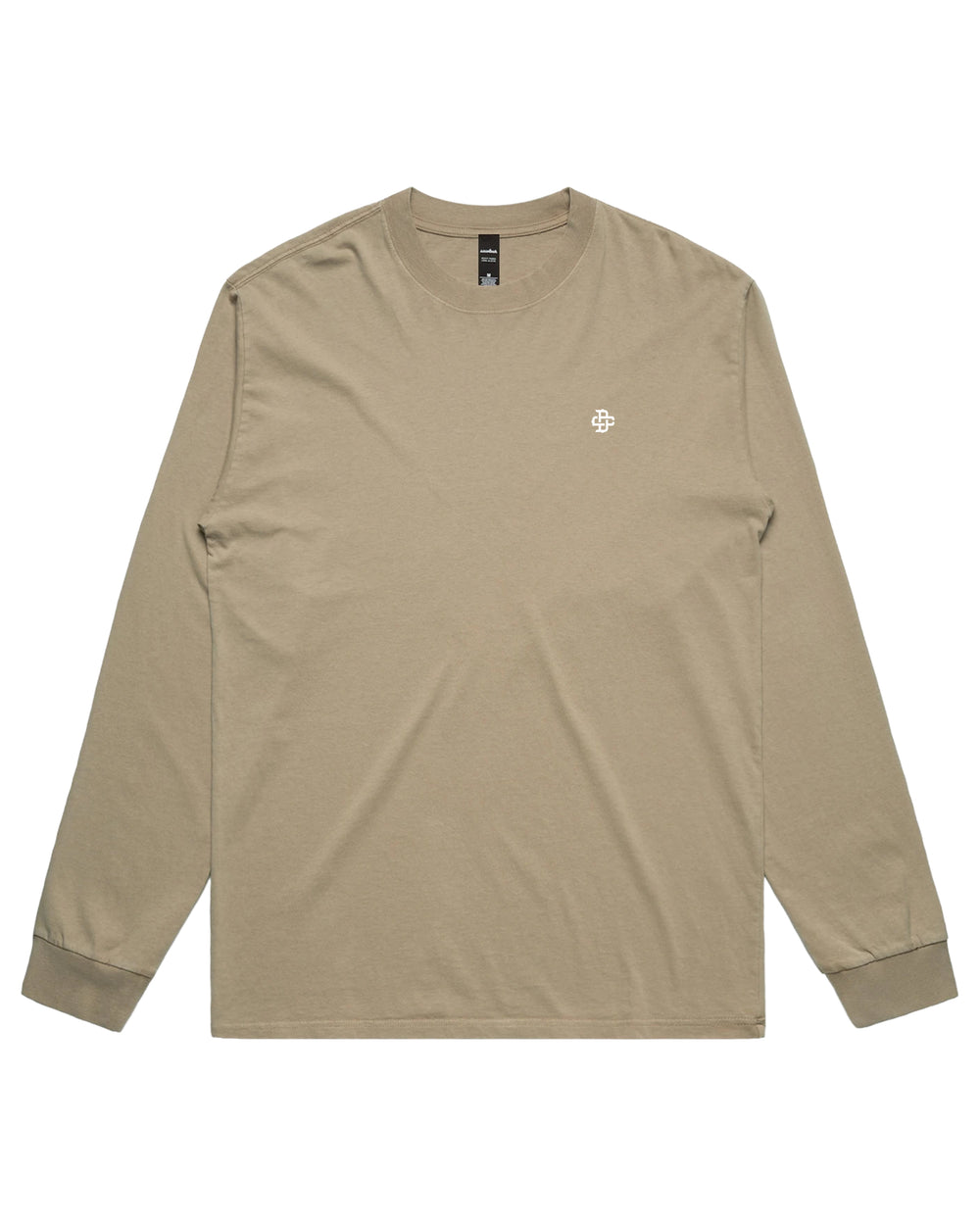 faded khaki long sleeve tee front view