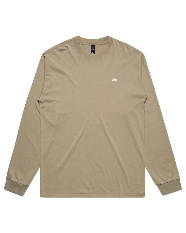 faded khaki long sleeve tee front view