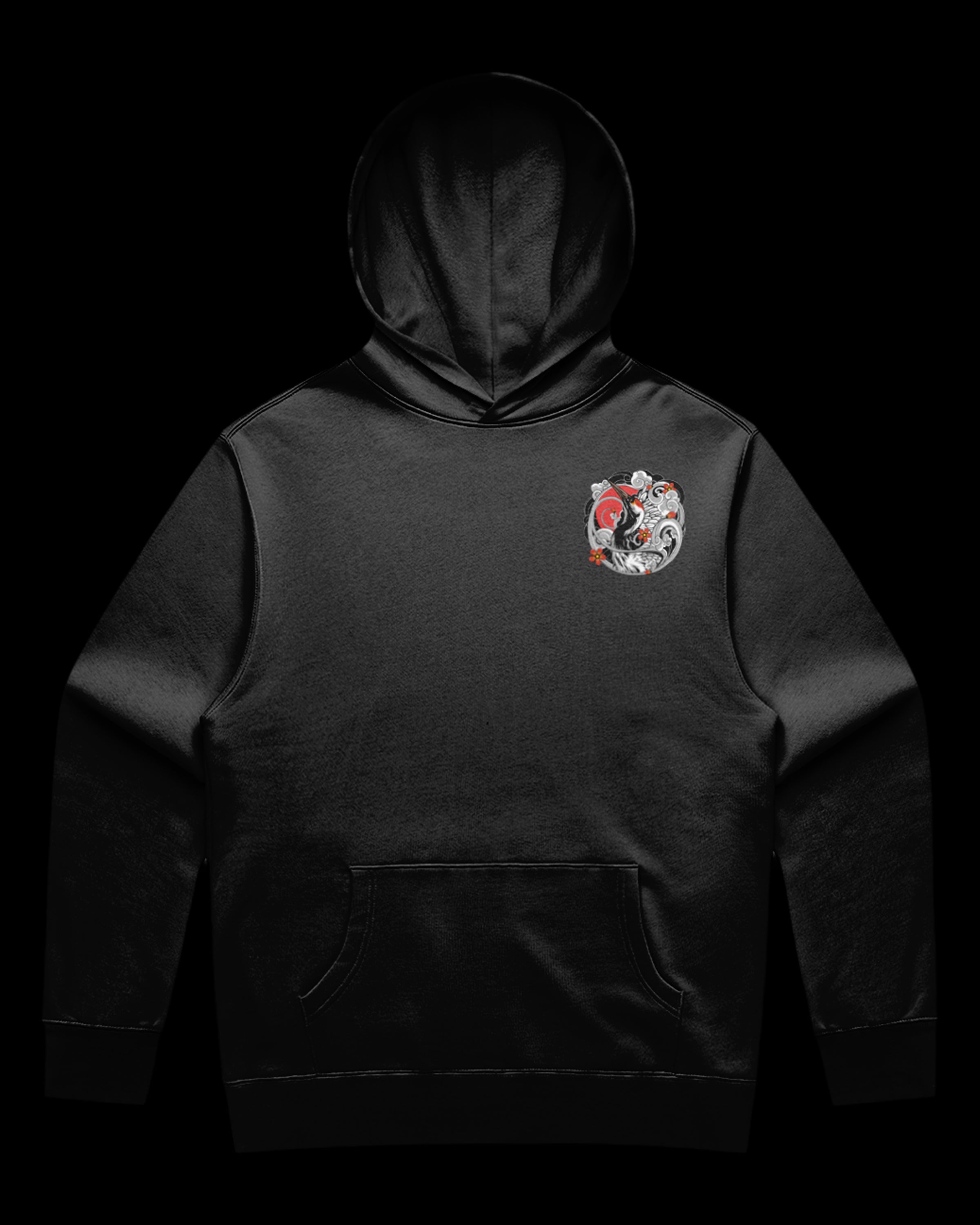 Japanese Graphic Faded Hoodie - Rising Crane – Dsign Crtel