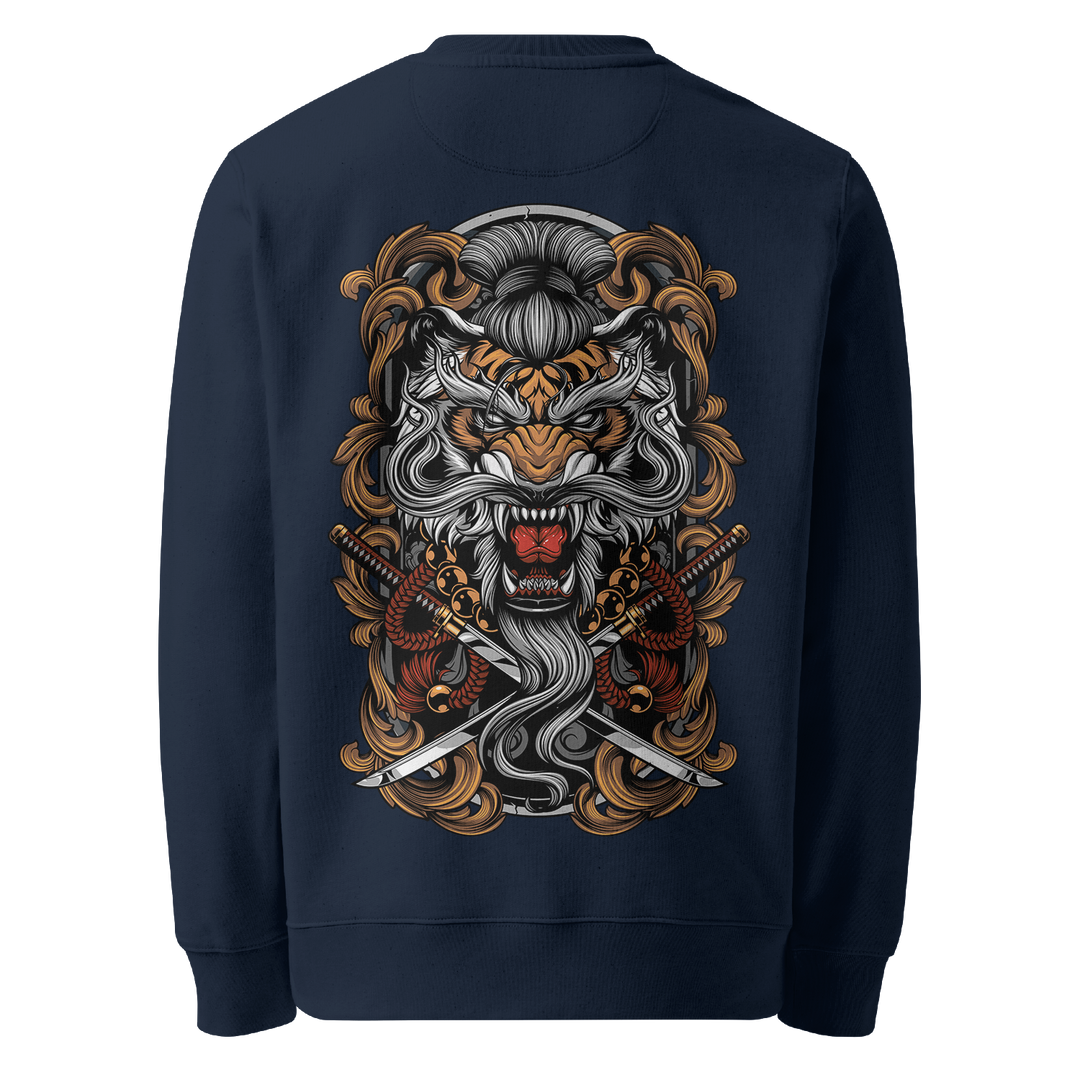 Fangs of Fury Graphic Tattoo Sweatshirt - Navy