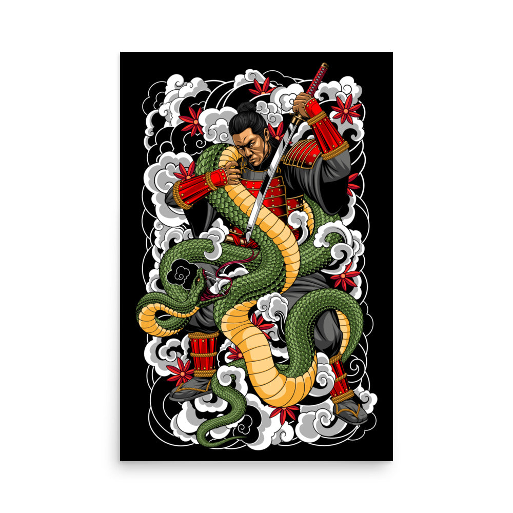 Traditional Samurai Poster With Tattoo Inspired Artwork
