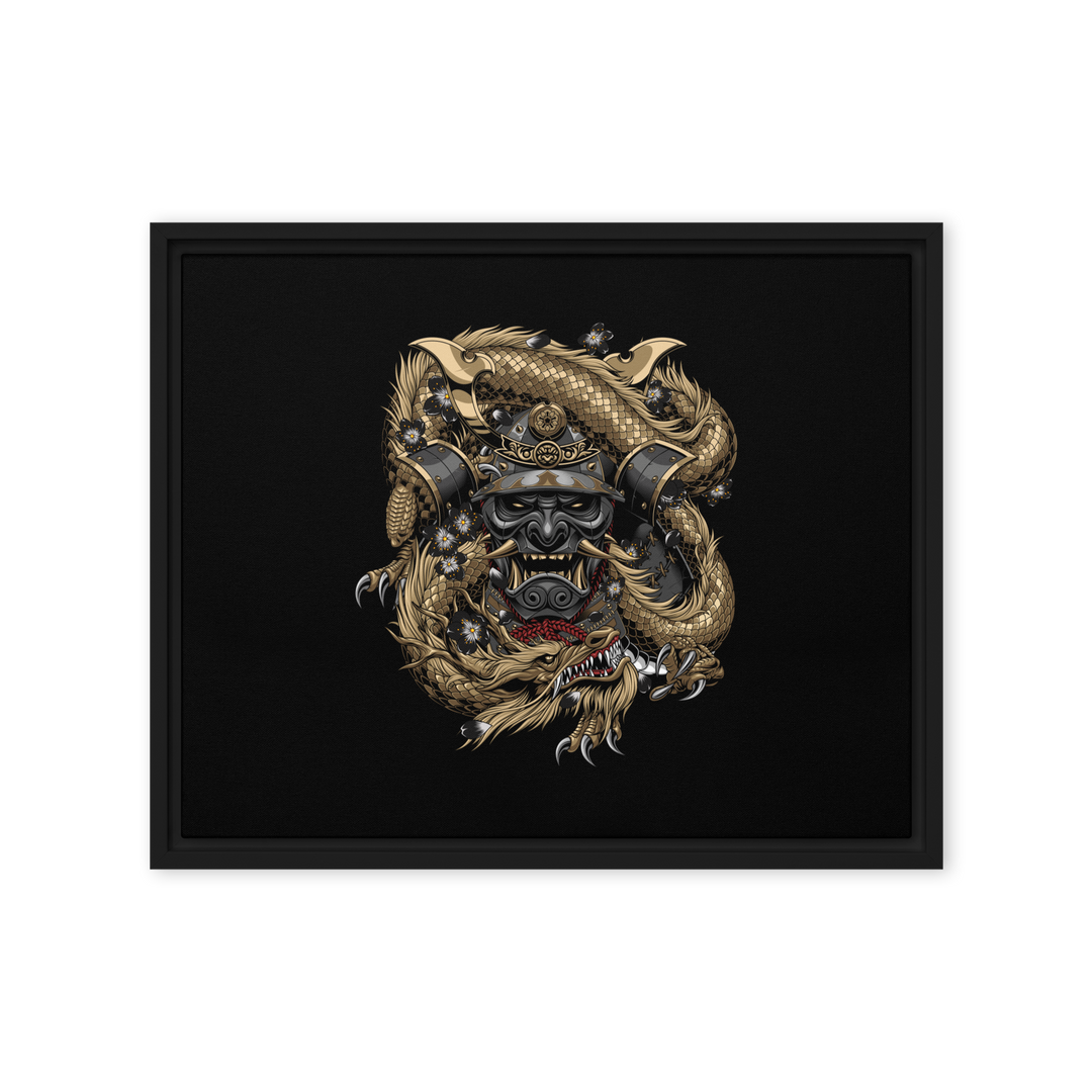 Samurai Embraced Framed Canvas