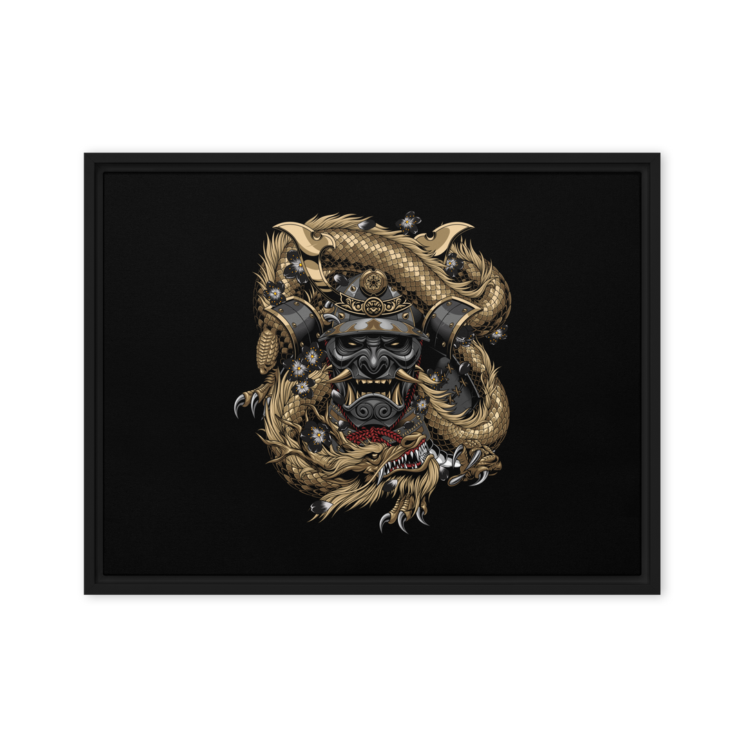 Samurai Embraced Framed Canvas