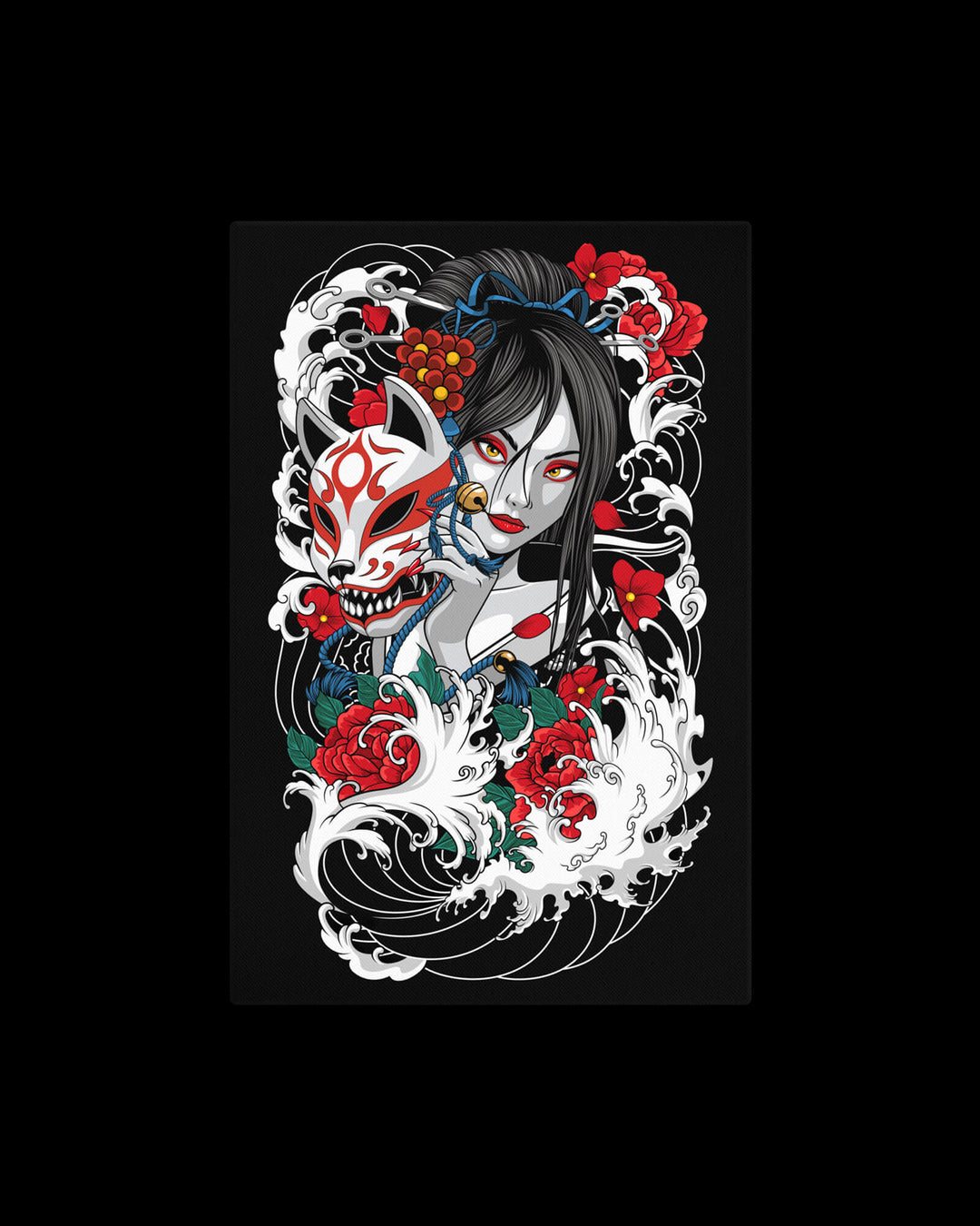 geisha kitsune wall canvas