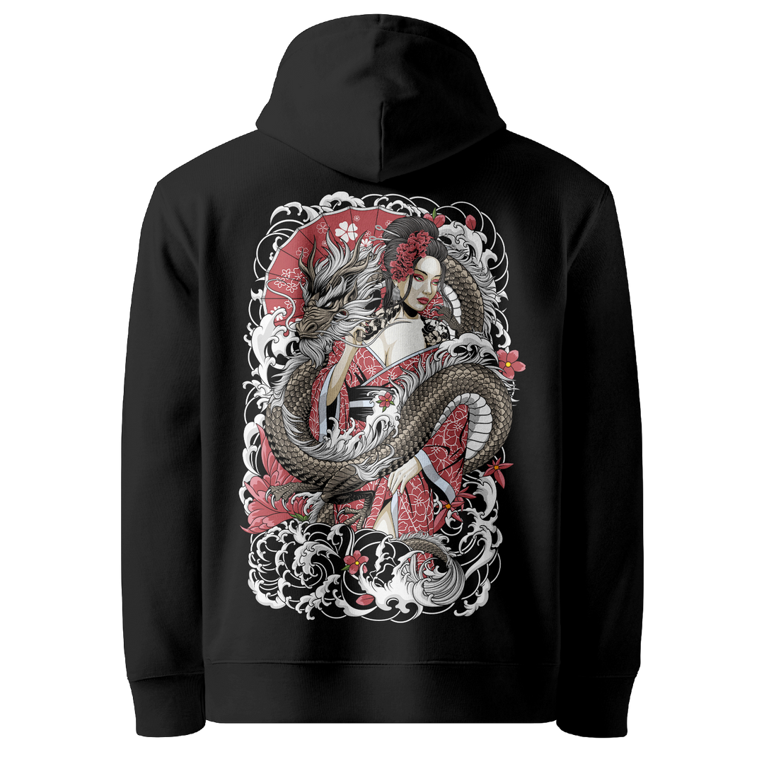 Scarlet Geisha Tattoo Hoodie - Black