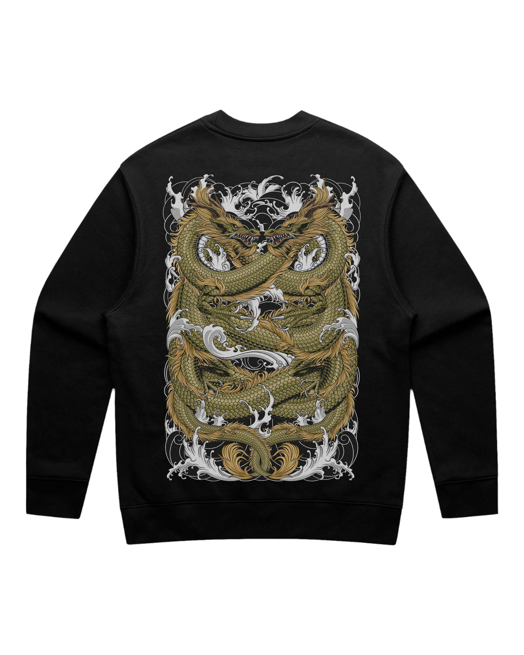 Double Dragon Black Crewneck Sweatshirt