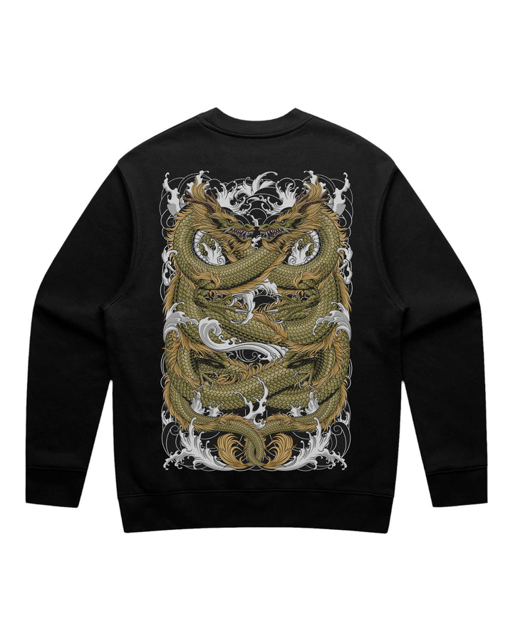 Double Dragon Black Crewneck Sweatshirt