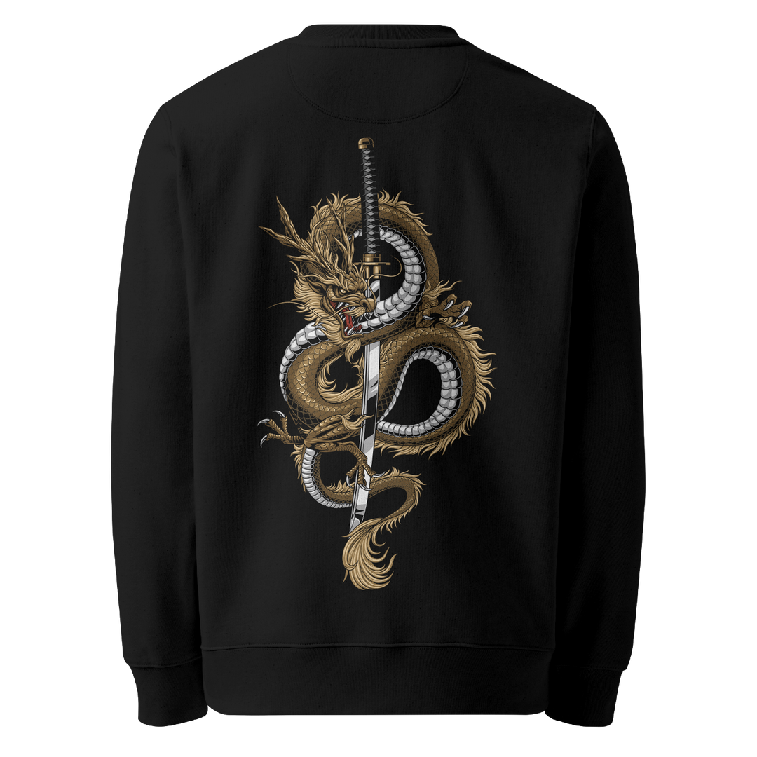 Gold Dragons Fury Graphic Tattoo Sweatshirt - Black