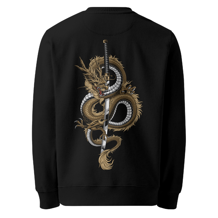 Gold Dragons Fury Graphic Tattoo Sweatshirt - Black