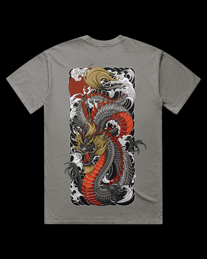 Black Dragon Acid Wash Graphic T-Shirt