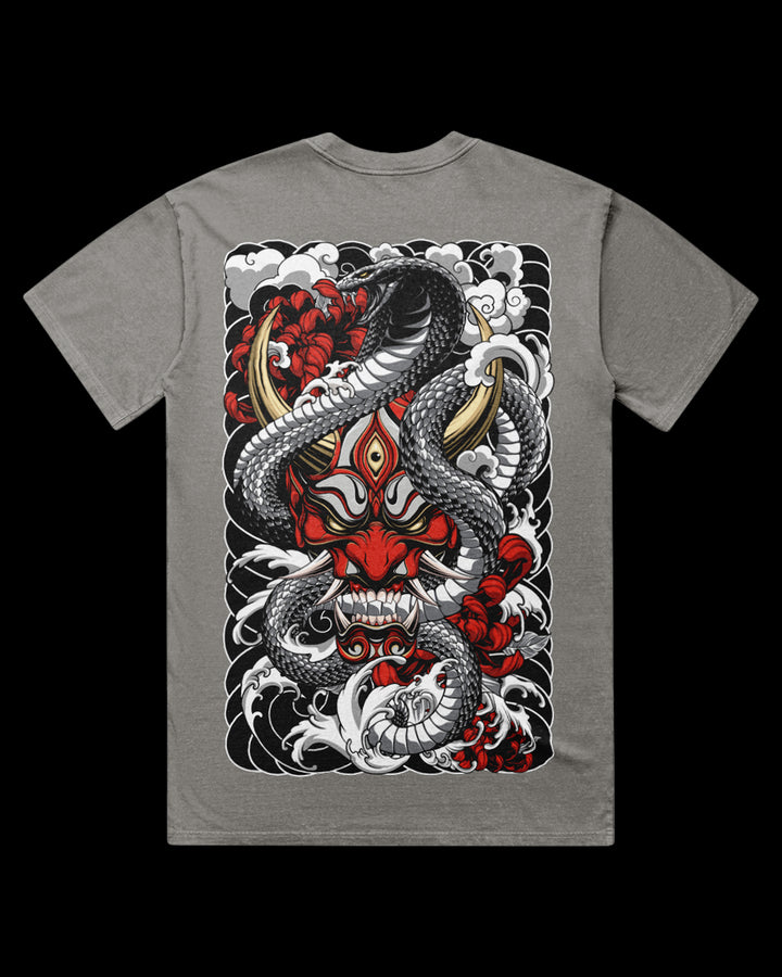 The Hannya Snake Acid Wash graphic T-Shirt
