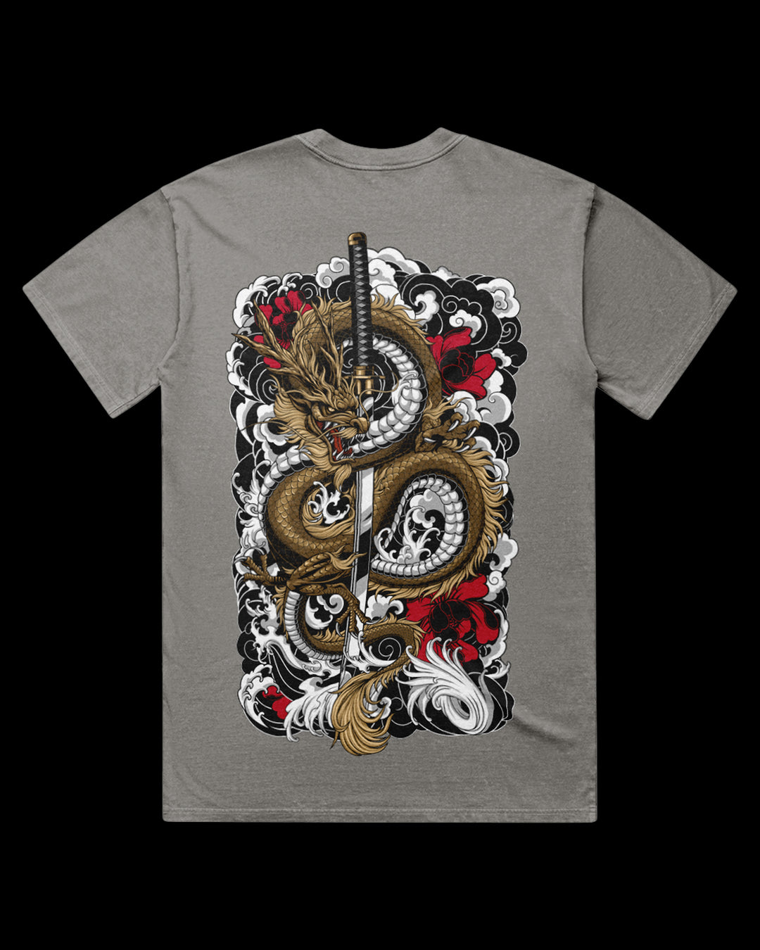 Clouded Dragon Acid Wash Graphic T-Shirt