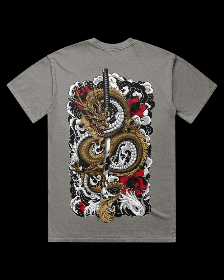 Clouded Dragon Acid Wash Graphic T-Shirt