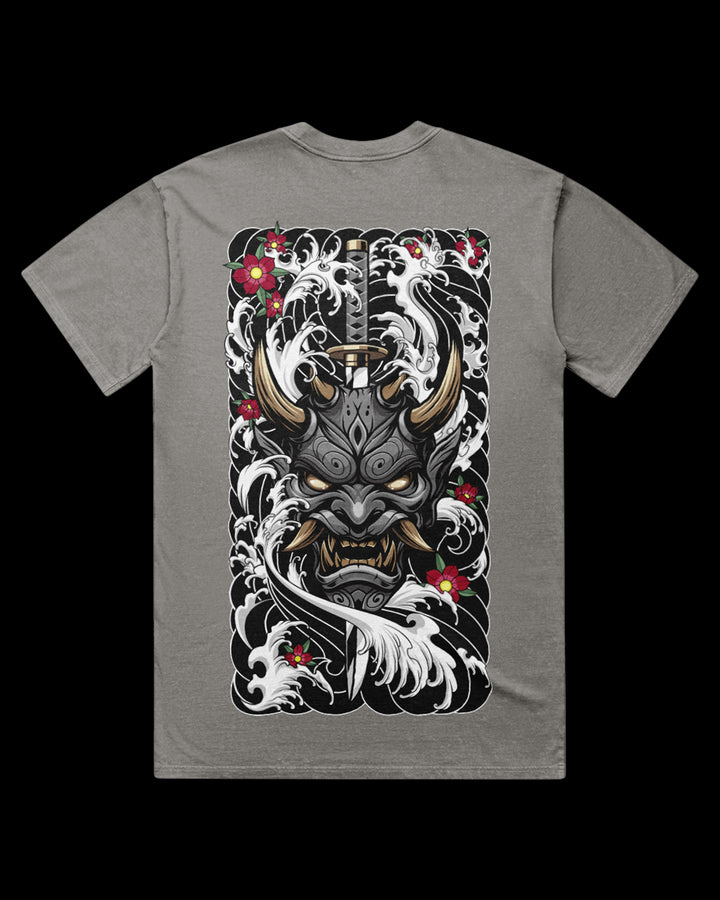 Black Hannya Acid Wash Graphic T-Shirt