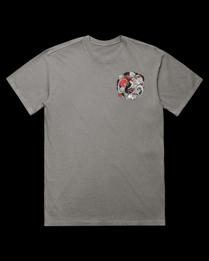 Flying Crane Acid Wash Graphic T-Shirt