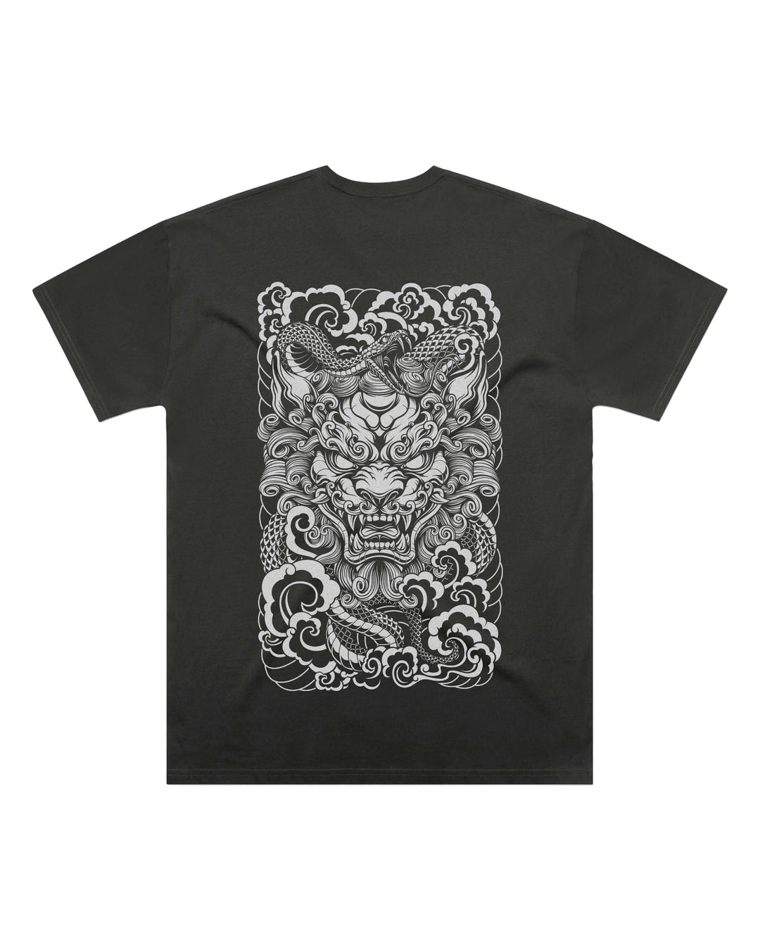 Oversized-fit t-shirt, Guardian Lion print - Coal