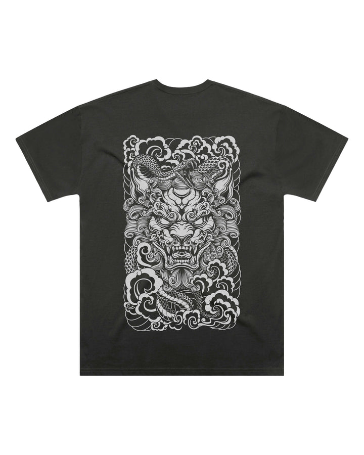 Oversized-fit t-shirt, Guardian Lion print - Coal