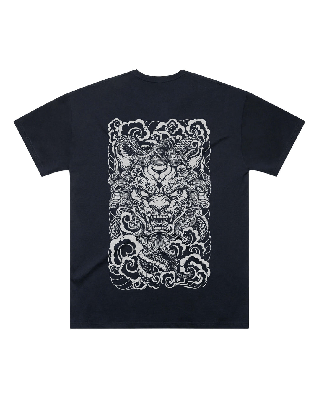 Oversized-fit t-shirt, Guardian Lion print - Navy